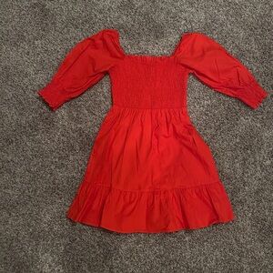 Elegant Red Smocked Women's Dress